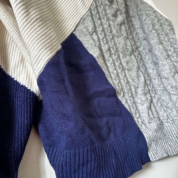 Cyrus Colorblock Patchwork Sweater – Cream, Grey, Blue – Large - Picture 11 of 11